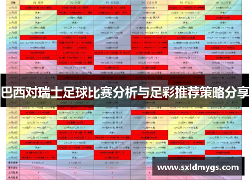 巴西对瑞士足球比赛分析与足彩推荐策略分享